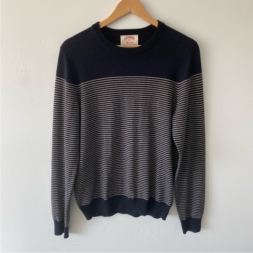 Brooks Brothers Men's Navy Striped Italian Merino Wool Sweater